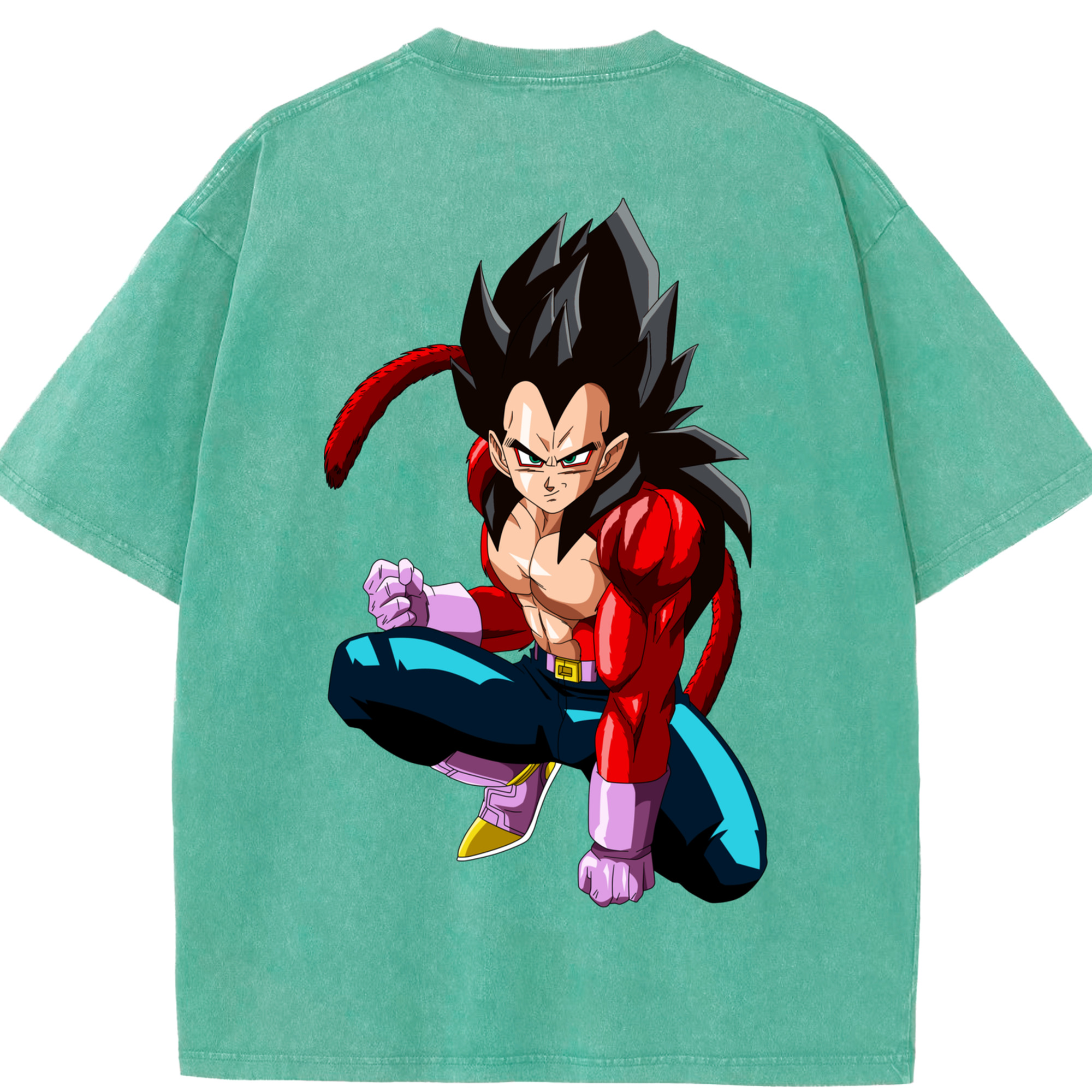 （画像用） ドラゴンボール ベジータ四世（Bejīta Yonsei）DRAGON BALL Vegeta IV 綿100% ヴィンテージ風 半袖Tシャツ（背面プリント）